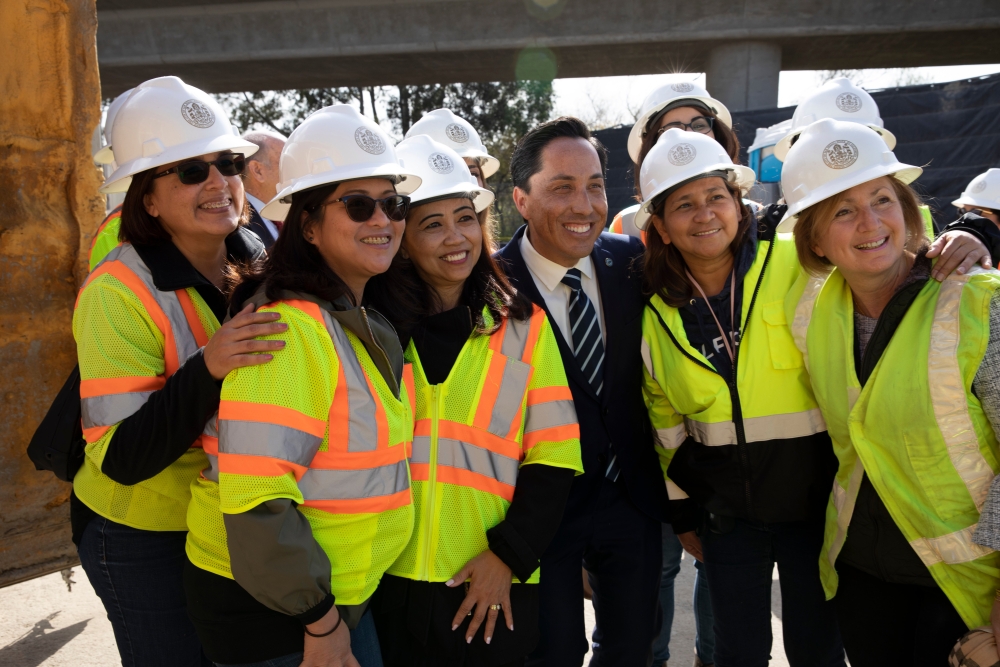 Female engineers and Mayor Todd Gloria