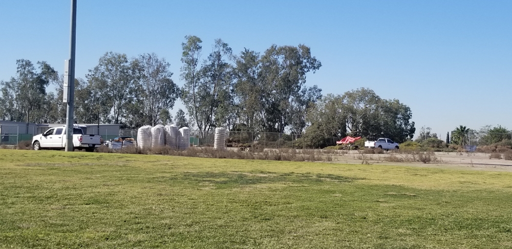 Field with construction 