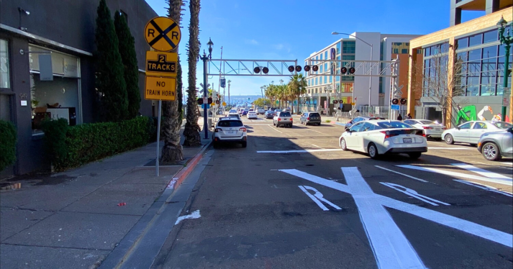 updated street with new paint and street signs