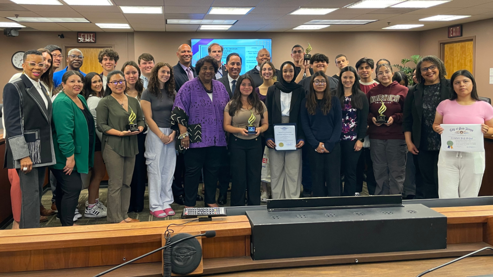 group picture of everyone that attended the Shirley N. Weber Voter Registration Challenge 