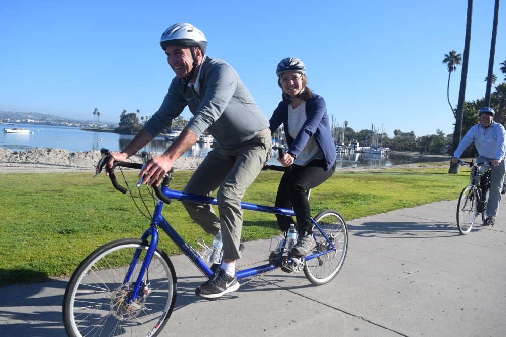 Tandem bike riders.