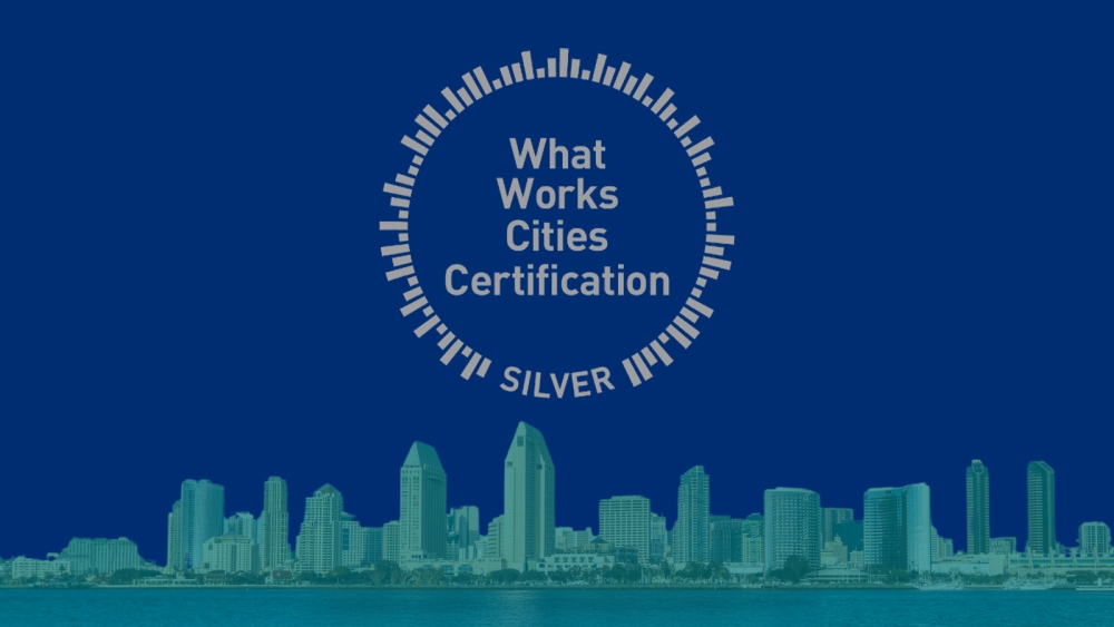 siler what works cities certification badge with san diego skyline