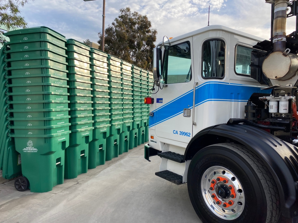 Green bins and CNG truck