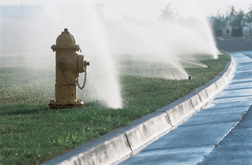 Sprinklers on lawn 