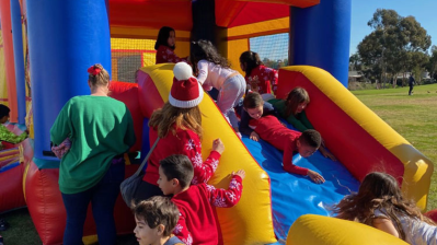 kids on bounce house