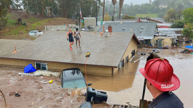 flood waters submerges home 