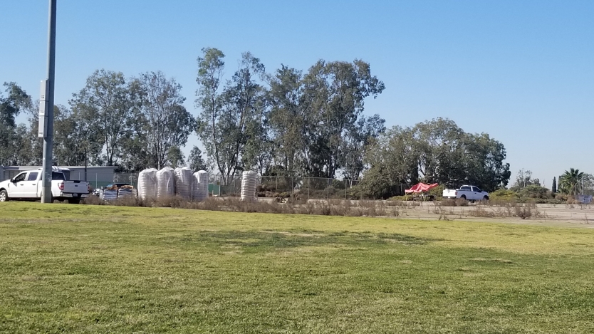 Field with construction 