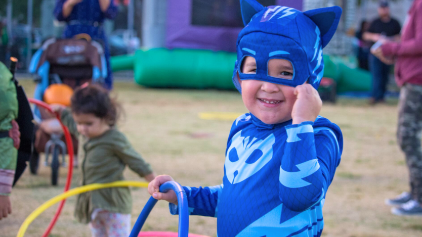 kid boy in blue costume