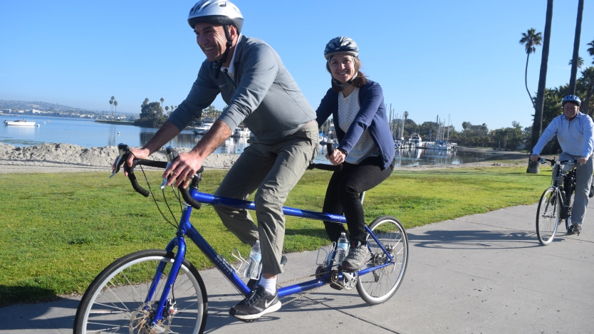 Tandem bike riders.