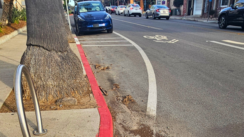 Red curb on city street