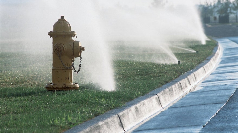 Sprinklers on lawn 