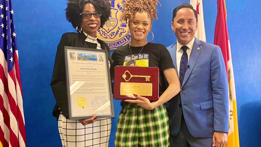 Mayor Todd Gloria with Andra Day 